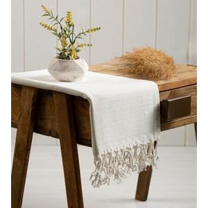 Evelynen Turkish Hand Towels for Bathroom & Kitchen Towels Decorative Set of 2 | Boho Farmhouse Hand Towels with Hanging Loops for Face, Dish, Kitchen & Bath | (16" x 32" - Off White)