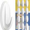 12 Pack Wall Hooks, Bathroom Adhesive Hooks with 13 Clear Adhesive Strips, Waterproof, Removable Washable Sticky Towel Hooks, Hook Holder for Hanging Coat, Loofah, White