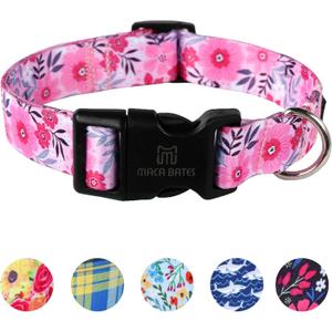 Maca Bates Designer Flower Pink Cute Dog Collar Spring Collars for Girl Female para Perros Chihuahua Pitbull Birthday Gift for Small Medium Large Puppy Maca Bates Designer Flower Pink Cute Dog Collar Spring Collars for Girl Female para Perros Chihuahua Pitbull Birthday Gift for Small Medium Large Puppy