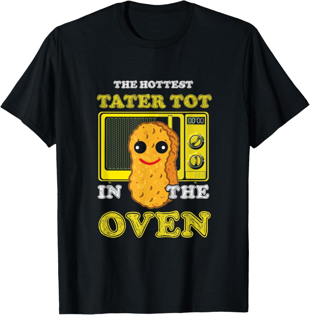Foodie Potato Lover The Hottest Potato in the Oven T-Shirt (Small, Black)