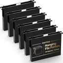 Extra Capacity Plastic Hanging File Folders,12 Pack Reinforced Hang Folder, Heavy Duty 1 Inch Expansion, Filing Cabinet Folders Letter Size for Bulk Files/Medical Charts, Black