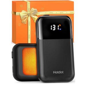 Hotdot Hand Warmers Rechargeable, Heat Levels (104–131°F), Real-Time Temp & Battery Display, Electric Hand Warmers, Fast Heating, Fits in Gloves/Pocket, Gifts for Women & Men