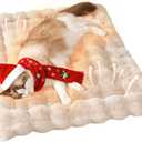 Cat Beds Cozy Pet Mat Faux Fur Kitten Pad Bed for Carriers/Couch Dog & Puppy Cute Friendly 23 x 15 Inch Medium White