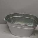 1PC Galvanized Tub Ice Bucket for Parties, Thick Metal Galvanized Drink Buckets, Beverage Tub with Handles, Drink Bucket for Indoor & Outdoor Party (White)