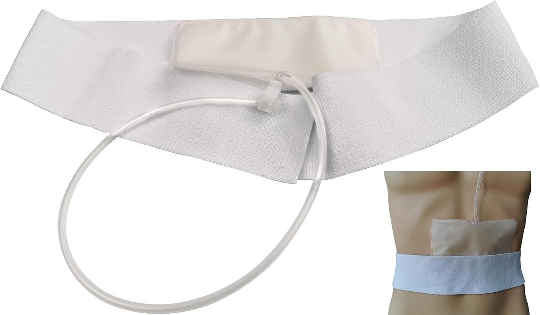Urine Collection Belt, Adjustable Waistband with Leak-Proof Pouch, Portable Urinary Storage Bag for Travel Emergency and Daily Use (White, Small)