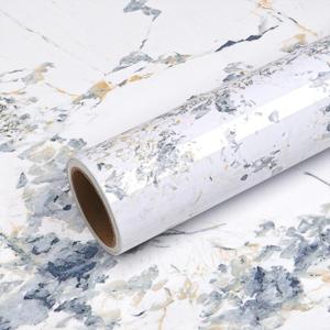 VEELIKE Spruce White Marble Countertop Contact Paper Waterproof Peel and Stick Countertops for Kitchen Bathroom 24''x354'' Self Adhesive Counter Top Wrap Marble Contact Paper for Countertops Table Top