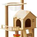 Cat Tree, Wood Cat Tree Tower for Indoor Cats, 47.3" Modern Cat Tower with Sisal-Covered Scratching Posts and Top PerchCat Condo with Acrylic Hammock for Small Large Cats (B66)
