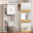 Over the Toilet Storage Cabinet, 31”W Bathroom Organizer with Double Doors, Above Toilet Rack, Detachable Toilet Paper Holder for Bathroom & Laundry Room White, 31in