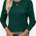EVALESS Sweaters for Women Cable Knit Crewneck Pullover Sweater Tops Fall Winter Women's Clothing 2025 (Green, XXL)