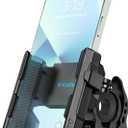 New Upgraded Bike Phone Mount Holder Two Connectors Quickly Lock and Release,360Rotatable Bicycle Motorcycle Scooter Accessories Handlebar Phone Clip for 4.0"-7.0" Smartphone (Black)