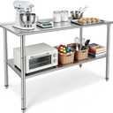 Kryonix Stainless Steel Work Table for Prep & Work 24x48 Inch, NSF Commercial Kitchen Heavy Duty Prep Table with Adjustable Undershelf for Kitchen, Restaurant, Home & Hotel