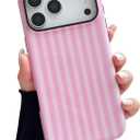 Compatible with iPhone 17 Pro Max Case, Cute Fashion Aesthetic Striped Phone Case for Women, Shockproof Soft TPU and Hard PC Protective Phone Cover for iPhone 17 Pro Max 6.9"- Pink