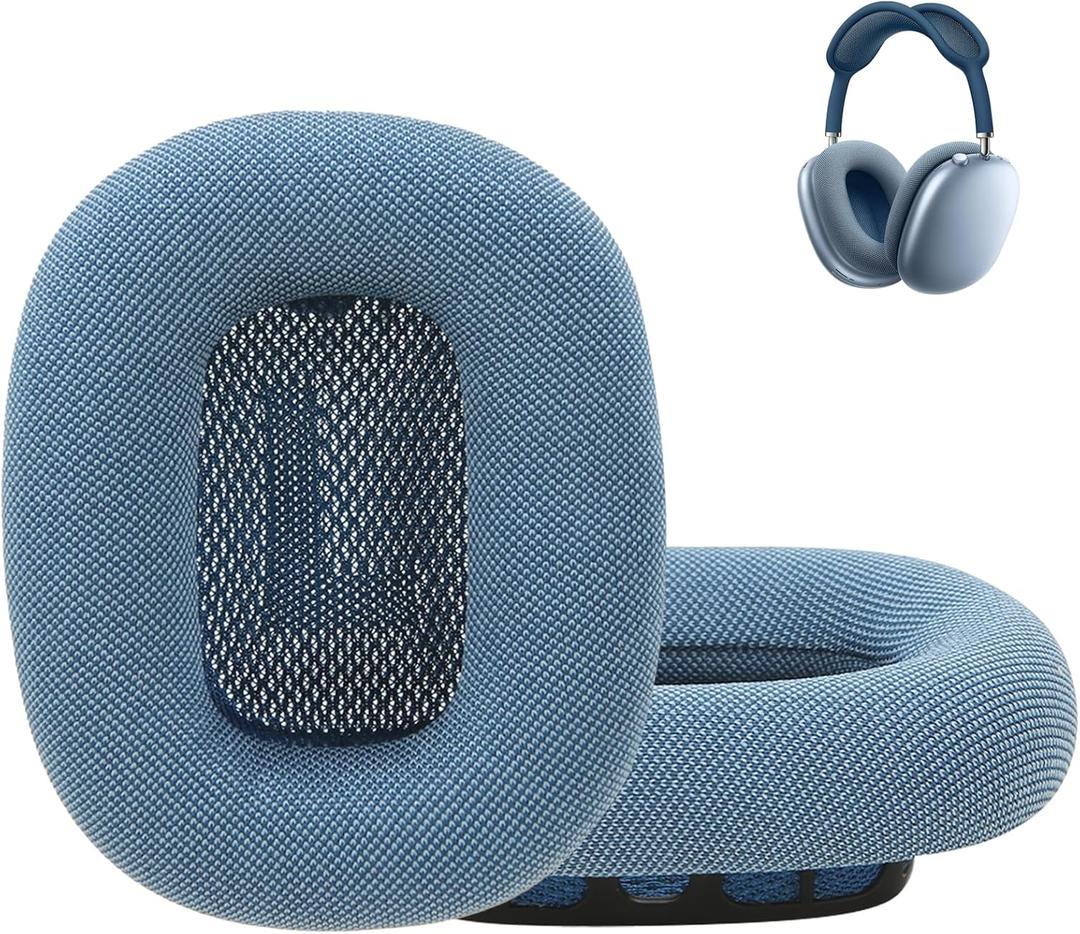 Ear Cushions Replacement for AirPods Max Headphones,Mesh Fabric Covered Earpads with Memory Foam and Magnet (Sky Blue)