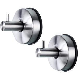 YOHOM Stainless Steel Vacuum Suction Cup Bathroom Shower Holders - Removable Towel Rack, Bathrobe and Loofah Hooks with Brushed Finish