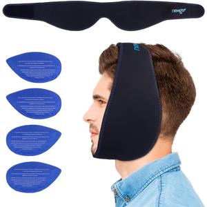NEWGO Wisdom Teeth Ice Pack Head Wrap for Face Oral Surgery, FSA or HSA Eligible Jaw Ice Pack for Face with 4 Hot Cold Gel Pack for TMJ, Tooth Extraction, Tonsillectomy Recovery (Black)