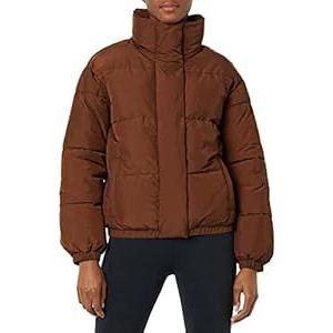 Amazon Essentials Women's Relaxed-Fit Mock-Neck Short Puffer Jacket (Previously Daily Ritual), Deep Brown, 2X