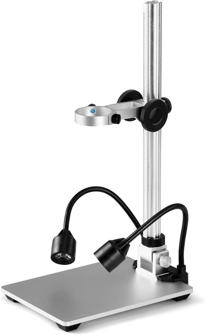 Koolertron LCD Digital Microscope Stand, 12inch Aluminum Extension Arm with 2 Fill Lights, Adjustable Manual Focus Holder for Soldering, PCB Inspection, Coin & Jewelry Observation