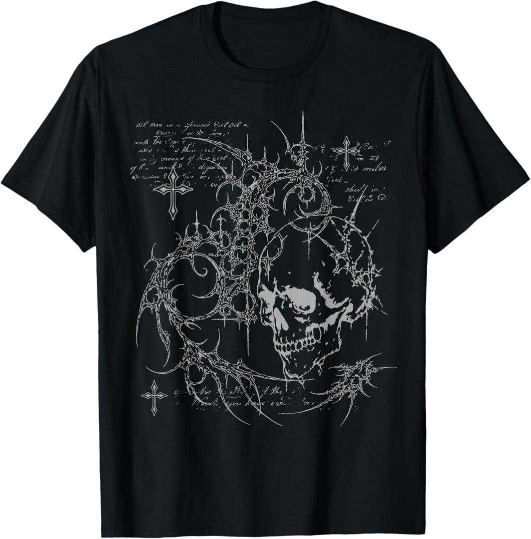 Y2K Grunge Goth Alt Skull Sigilism Vintage Graphic T-Shirt M