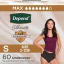 Depend Silhouette Adult Diapers, Incontinence & Postpartum Bladder Leak Underwear for Women, Maximum Absorbency, Small, Black, 60 Count (2 Packs of 30), 