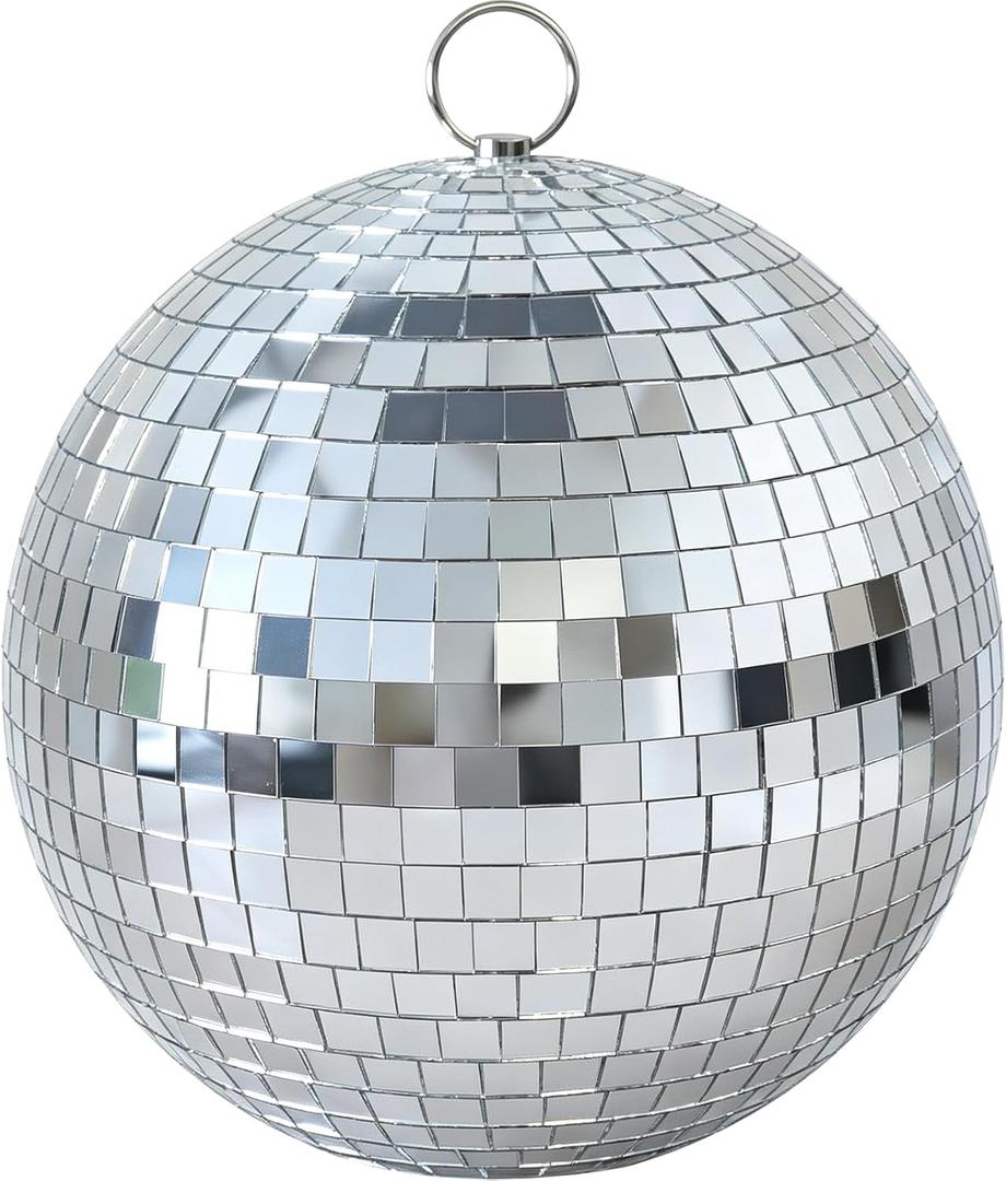 8 Inch Silver Mirror Disco Ball Hanging Decor for DJ Stage Wedding Party Bar