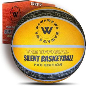 WAWAWEWA The Official Silent Basketball PRO (Size 7) – Protected Cover Indoor Basketball for Quiet Dribbling – Airless Indoor Training Foam Basket Ball with Cover – Ready to Play for All Ages (29.5")