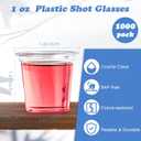 Lilymicky 1000 PACK 1 oz Plastic Shot Glasses, 1 Ounce Clear Disposable Party Cups for Vodka, Whiskey, Tequila, Mini Plastic Containers for Sauce, and Sample Tasting