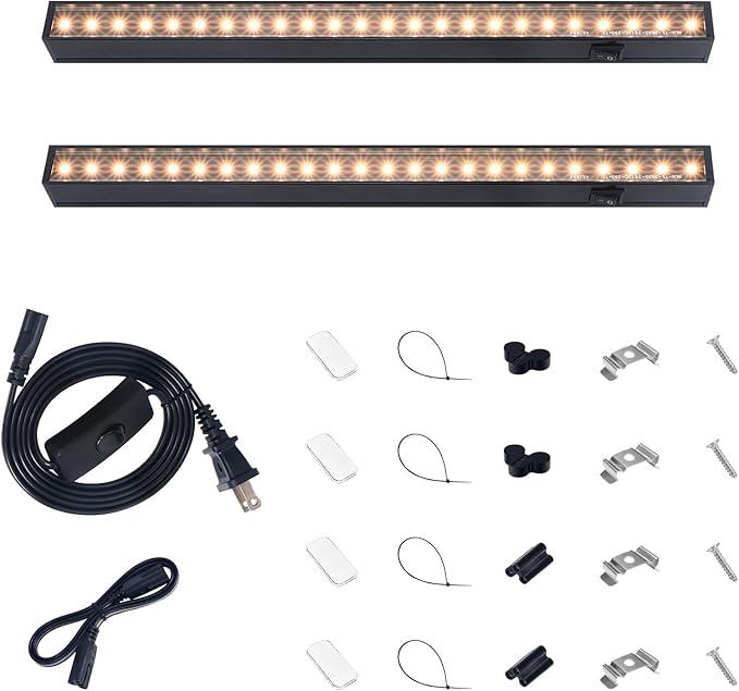 Barrina T5 Grow Lights for Indoor Plants Full Spectrum, 1FT 10W (2 X 5W) Indoor Plant Light with Separate Switch, Linkable, Grow Lamp with Magnetic Installation, Yellow, 2 Packs