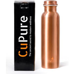 100% Pure Copper Water Bottle for Drinking, Ayurvedic Leak-Proof, Travel-Friendly, Wide Mouth Vessel 34oz
