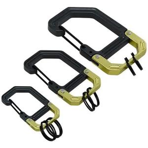 Hillman Fasteners 141082 Apex Aluminum Clip & Hook Carabiner Key Chain Black & Green - Pack of 3