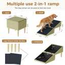 3-in-1 Dog Ramp Pet Stairs 18.9"x17.72"x19.29" with Hidden Storage Ottoman, Anti-Slip Steps for Small, Medium, Large, Senior & Injured Pets, 220LBS for Bed & Sofa, Green