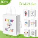 PerKoop 36 Pcs Teacher Appreciation Gift Paper Bag with Handles, Thank You Teacher Treat Present Bags for Teacher Appreciation Week, Birthday, Christmas Supplies(White)