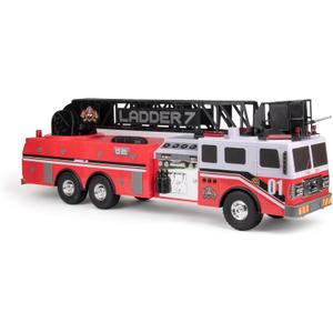 Mighty Fleet Titans 29" Jumbo Toy Fire Truck Realistic Flashing Lights, Siren Sounds & Extendable Rotating Ladder Durable, Interactive Vehicle Toy for Kids Ages 3+, Large