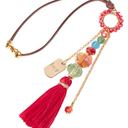 Charm with Tassel (red) and Stones