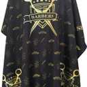 Barber Capes for Men, Hair Cutting Cape with Metal Snap Closure, 100% Polyester Salon Cape, Waterproof & Light Weight & Machine Washable- 63”× 56” (Black & Gold)