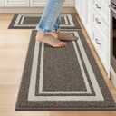 COSY HOMEER Kitchen Rugs Non-Slip 20x30/20x48 Inch Thick Polypropylene Standing Mat for Home Machine Washable, Brown Frame