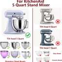 Foldable Silicone Bowl Liners for KitchenAid Tilt-Head 5QT Mixer,Mixing Bowls Insert with Lids，Dishwasher-Safe Food-Grade for Stand Mixer Accessories and Attachments(White, 1 included)