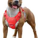 BARKBAY No Pull Dog Harness Large Reflective Dog Harness with Front Clip and Easy Control Handle for Walking Training Running with ID tag Pocket(Red,L)