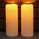 NURADA Large Outdoor Solar Candles Waterproof - 10" x 4" Rechargeable Solar Powered Flameless LED Pillar Flickering Candle for Patio Porch Lanterns Decor - Ivory White Set of 2