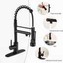 Wicbim Kitchen Sink Faucet with Pull Down Sprayer Contemporary Stainless Steel Single Handle Spring Kitchen Faucets Double-Headed with Deck Plate