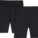 Jockey Womens 2 Pack Performance High Waist 7'' Bike Shorts (Large, Deep Black/Deep Black)