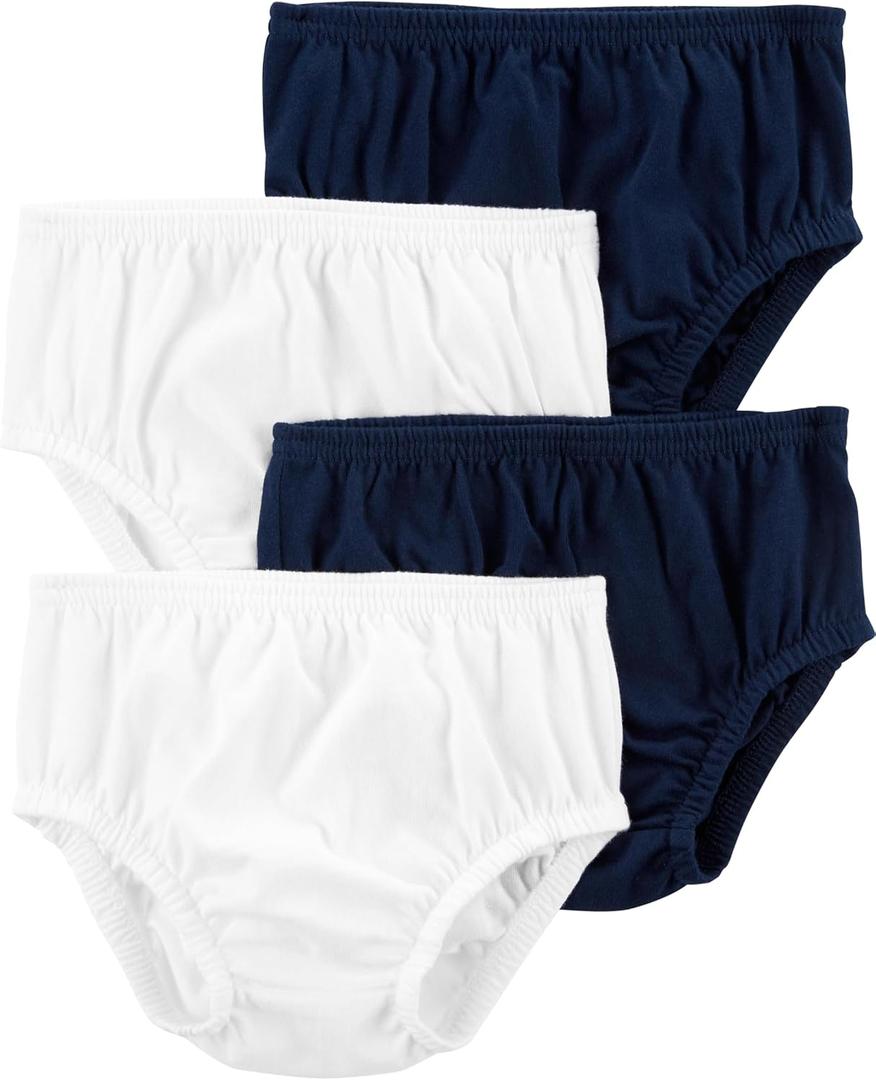 Simple Joys by Carter's Baby Girls' 4-Pack Diaper Covers (Newborn, Navy/White)