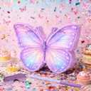 Butterfly Piñata - Purple Butterfly Piñata with Stick, Blindfold and Confetti for Butterfly Themed Birthday Party Game Supplies Decorations (16”x12”x3”)
