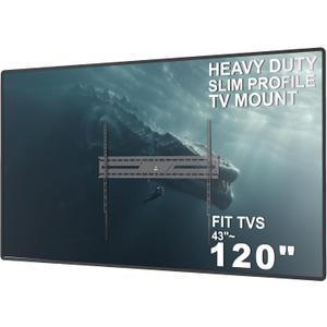 WALI Heavy Duty TV Wall Mount for 43-120 Inch Flat Curved TVs up to 165 lbs,Low Profile 1.2 Inch from Wall,Mounting Holes up to 900x600mm,Compatible with Stud Spacing, Easy Install Bracket,Black