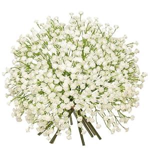 Baby's Breath Artificial Flowers Bulk 10 Pack (30pcs) Faux Baby Breath Plastic Flower Fake Gypsophila Flower Arrangement for Crafts Fake Flowers Bouquet for Wedding Centerpieces Cream Baby Breath