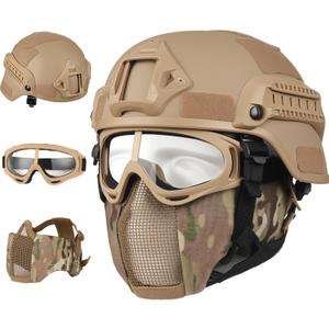 VPZENAR Airsoft Helmet,Black Tactical Helmet,Airsoft Mask Mesh,Elastic Balaclava Mask, Anti Fog Airsoft Goggles, Tactical Full Face Protection, Airsoft Accessories,Military Gear