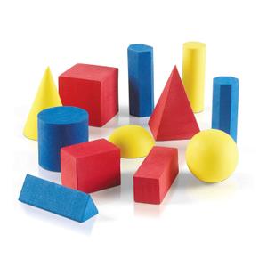 hand2mind Foam Geometric Solid Blocks, Assorted Colors, 3D Shapes (Set of 12)