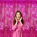 2 x 3Pack Fuchsia Foil Fringe Curtain Backdrop-3 Pack 3.3ft x 8.3ft Streamers for Birthday, Bachelorette, Wedding, Anniversary Christmas, New Year, Thanksgiving Parties