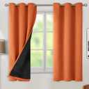 BGment Thermal Insulated 100% Blackout Curtains 63 Inch Length 2 Panels, Total Light Blocking Curtains for Bedroom, Grommet Window Drapes with Thick Black Liner, 42 Inch Wide Each Panel, Burnt Orange