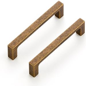 Ravinte 5 Pack Solid 3-3/4 Inch Kitchen Square Cabinet Handles Antique Brass Pulls Drawer Pulls Kitchen Cabinet Hardware Handles