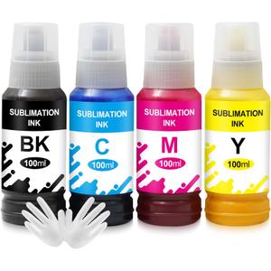 Compatible Sublimation Ink for Ecotank 2800 ET2720 ET2750 ET2760 ET2800 ET-2803 ET-2850 ET-3850 ET-3830 ET4700 ET-4760 ET-4800 WF2750 ET15000 Ink Refill Bottles Sublimation,(4 Pack)